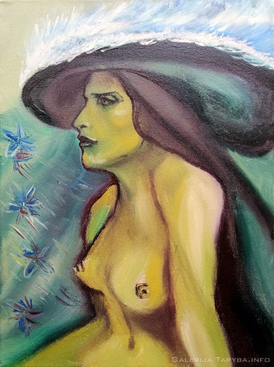 Moteris su skrybėle