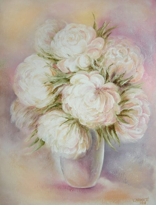 Baltų bijūnų žiedai