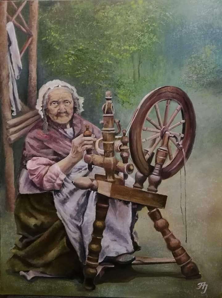 Močiutė su rateliu