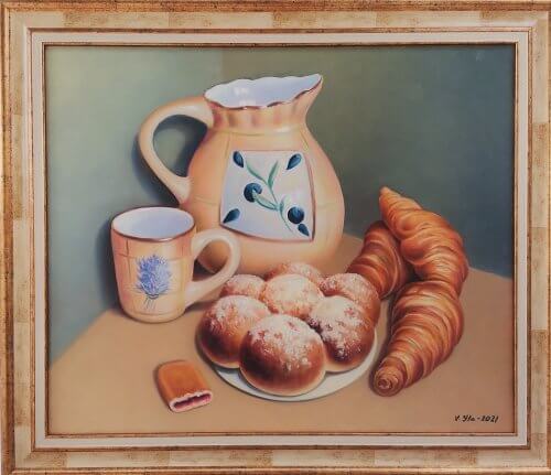 Natiurmortas su prakąstu sausainiu